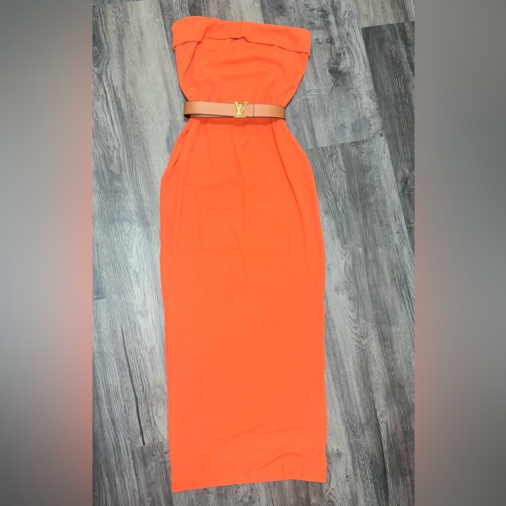 Elegant Orange Dress (Belt not included)